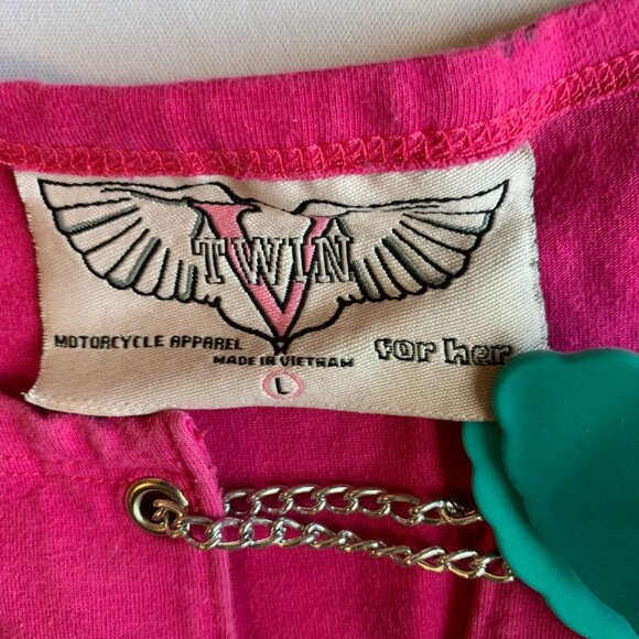 Ride For Sight Motorcycle Rally Ladies Tank Top Sz L Chain Link Pink Stretchy - Picture 3 of 8